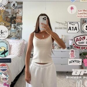 Brandy Melville cream lace tank top